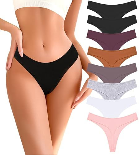 Tanga String Coton Femme Sexy Chic Culotte Slip Coton Lingerie Sport sous Vetements Feminins Invisible Hipster Lot de 9 XS-XL