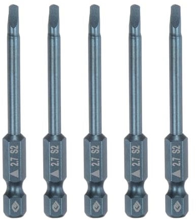 sourcing map 5pcs Magnetic Triangle Drill Bit 2.7mm 65mm Length 1/4 Inch Hex Shank S2 Steel Triangular 3 Point Head Screwdriver Bit Set