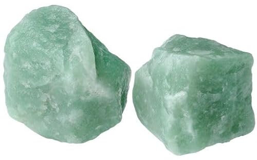 QINJIEJIE Grün Aventurin Große Kristall 2 Stück 100% Natursteine Rohstein Heilsteine Raw Steine Premium Wasserstein für Meditation Reiki Dekosteine