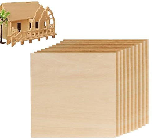 Hojas de madera para manualidades, 10 placas finas de madera sin tratar para manualidades, placas de madera contrachapada creativas para decoración, tallado de modelos, placas de madera para quemar