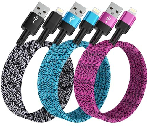 3Pack 2.75M iPhone Charger Cable, Long Lightning MFi Certified Cable Fast Charging Cord Braided for iPhone 14/13/12/11 Pro Max/XS/XR/8/7/6/5, iPad