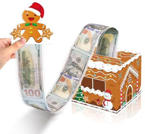 Christmas Money Box for Cash Gift, Funny Pull Cash from Money Case for Women Men Surprise, Novelty Xmas Cash Drawer DIY Cake with Pull Out Card for Wife Mother Friends