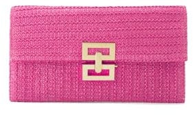 PORRASSO Straw Clutch Purse Women Beach Bag Woven Envelope Bag Straw Evening Clutch for Summer Beach Travel Party Rose Red