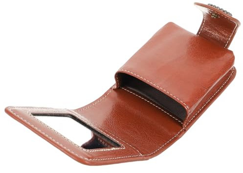 Healeved Hochwertige Mini Lippenstift Aufbewahrungstasche Mit Spiegel, Tragbare Kosmetiktasche FüR Damen, Kompakte Make-up Tasche FüR Unterwegs, Braune, 12x7.8x3.3 cm