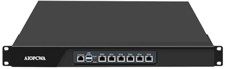 AIOPCWA 1U Firewall Appliance N100, 6 x i226-V 2.5GbE LAN Firewall Hardware VPN Router PC, DDR5 16GB RAM 256GB SSD OPNsense Hardware 19”Rackmount for Homelab Server with VGA, SIM