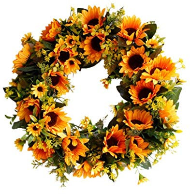 HAVVMK Herbstkranz, Simulation künstlicher Blumen, Kranz, Sturz, Erntedankfest, Christrose, Türen, dekorierte Blumengirlande, Ornamente, runder Weihnachtskranz (A, Sonstiges)