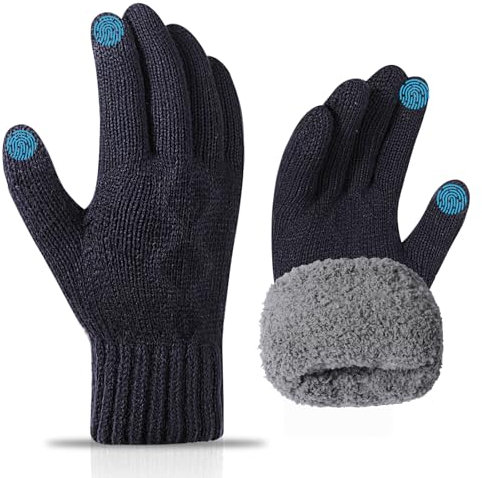 AYPOW Winter Handschuhe Herren Damen, Handschuhe Touchscreen Thermo Strickhandschuhe mit Dick Fleecefutter, Warme Wollhandschuhe für Laufen Fahren Radfahren Outdoor Sport