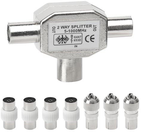 Antennenverteiler 2Fach, Antennenkabel Verteiler TV Signal Splitter, TV Adapter Antennenkabel Splitter TV Kabel Adapter Antennenverteiler Kabelfernsehen für TV,Antenne,Satellit,Fernseher,Radio
