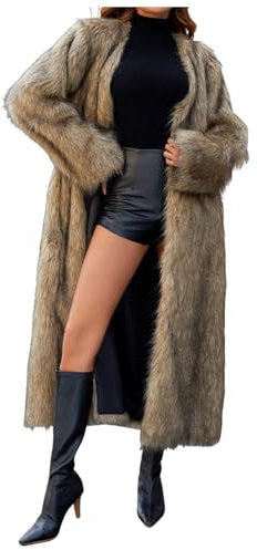 Kunstfell Mantel Damen Warme Plüschjacke Kunstpelz Winterjacke Coat Pelzmantel Kunstpelze Fellmantel Lang Pelzjacke Dicker Jacke Outwear Winter Oberbekleidung Kunstpelzmantel Cardigan Jacket Faux Pelz