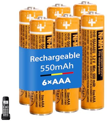 1.2V NI-MH Akku 550 mAh für Panosonic Schnurlos Telefone, Wiederaufladbare Batterien AAA für Gigaset Mobilteile - 6er Pack