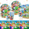 Super Bros Pappteller Kindergeburtstag Deko Jungen Mädchen- Mari Geburtstag Geschirr Set Super Brothers Geburtstagsdeko Partygeschirr Party Supplies Deko Tischdecke Servietten Teller Tassen 20 Gäste