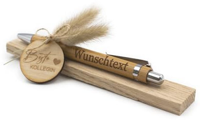 VmG-Store Holz Kugelschreiber als Geschenkidee zum Muttertag Mama Vatertag Geburtstag Papa Oma und Opa Arbeitskollege Freundin Freund (Mit Wunschname, 21 Beste Kollegin)