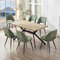 ANVOFONG Esstisch-Set mit 6 grünen Esszimmerstühlen, rechteckiger Tisch in Heller Holzfarbe 140 x 80 x 76 cm, Esszimmerstühle mit ausgeschnittener Rückenlehne