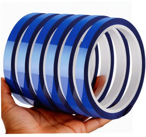 boeyeleny Hitzebeständiges Klebeband,6 Rollen Sublimation Klebeband,Blau Heat Resistant Tape Keine Rückstände für Leiterplatten Elektronische Drucke Wärmeübertragung DIY Handwerk (10mmx 33m)