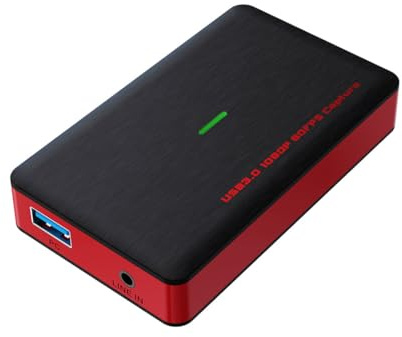 Y&H 4K30 1080p60 HDMI Capture Card, USB 3.2 Gen 1 Type C and USB-A, Latency-free Signal Pass-through, 3.5mm Line Input, Plug-Play for PS5/Xbox//DSLR/iPad Pro/Mac/Windows/OBS, Pocket