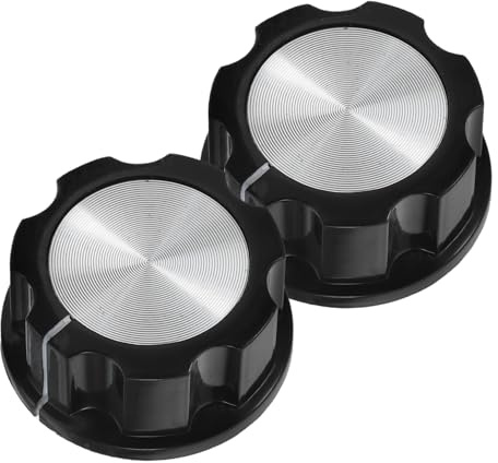 2 Stück Ofenreglerknopf aus Kunststoff, Schwarz für Heißluftfritteuse | Universelle Bedienknöpfe für Herd und Backofen, Einfache Montage, Mechanische Drehregler