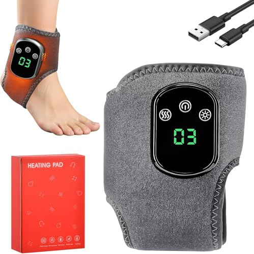 Mapille Masseur Pieds 3 En 1, Massage Pieds Électrique Chauffant, 3 Modes de Vibration et 5 Niveaux de Chauffe, Masseur de Cheville, Portable et Rechargeable, Aide à Détendre et Relaxer les Pieds