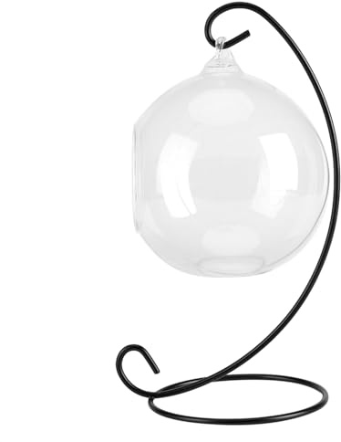 Generic Jarrón de Cristal Colgante con Forma de Bola Grande y Marco de Hierro para Plantas de Aire, Hermosa Decoración para Ventanas o Mesas, Jardinería Interior o Adornos Exteriores