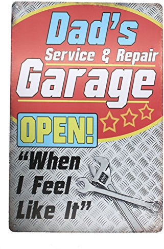 Hioni Dad 's Service & Repair Garage öffnen, Metall blechschild, Vintage Plaque Poster Wall Ornament Home/Kaffee/Bar Decor