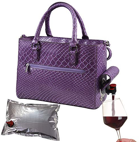 Primeware 8221-PP Isolierter Geldbeutel mit 3 l Blasentasche, Thermo-Aufbewahrung für warm und kalt, tragbarer Getränkespender für Wein, Cocktails, Bier, Alkohol, PU-Leder-Finish