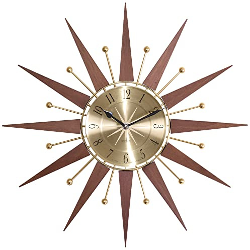 Acctim 29506 Wolcott Retro Style Wall Clock in Brass & Walnut
