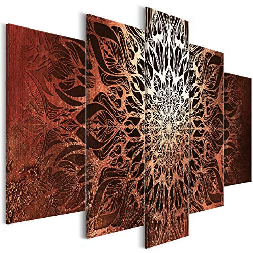 decomonkey Bilder Mandala 200x100 cm 5 Teilig Leinwandbilder Bild auf Leinwand Wandbild Kunstdruck Wanddeko Wand Wohnzimmer Wanddekoration Deko Modern Abstrakt