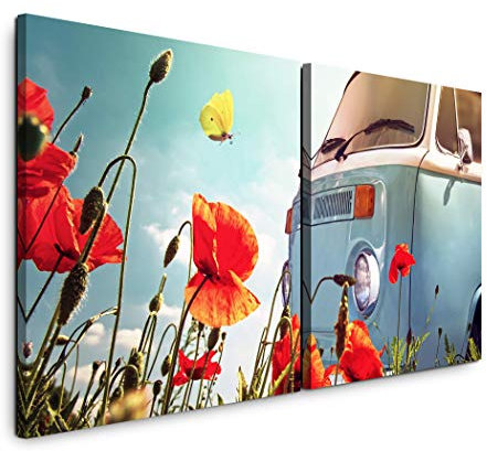 SIN-US 74 Bulli 100x50cm - 2 Wandbilder je 50x50cm Kunstdruck modern Wandbilder XXL Wanddekoration Design Wand Bild