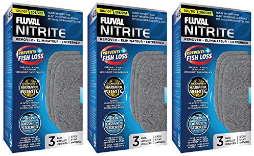 Fluval 9 Pack of NitrIte Remover Pads for 106/107 & 206/207 Aquarium Canister Filters