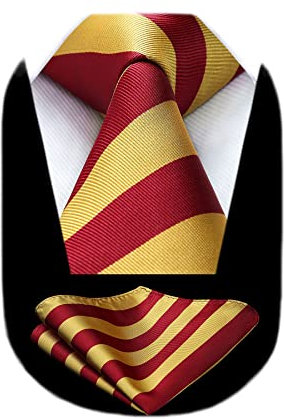 HISDERN Herren Krawatte Gestreifte Hochzeit Krawatte & Einstecktuch Set