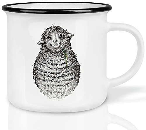 Ligarti® Keramiktasse [Design by H. Ligeti] Design Mug & handveredelter Becher I Spülmaschinengeeignete Tasse, Kaffeetasse, Teetasse, Cup (Wollfried Schaf)