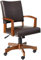 OSP Home Furnishings Deluxe Bankerstuhl aus Holz mit antikem Bronze-Nagelköpfen und mittelbraunem Holz, Espresso-Kunstleder