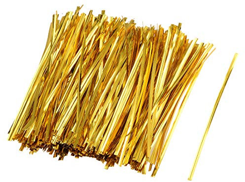 sourcing map Metallic Twist Ties 5.9 Inches Quality Plastic Closure Tie for Tying Bread, Candy, Cookies, Gift Bags Arts Crafts Ties Golden 1000pcs
