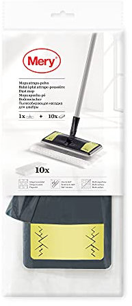 Mery | Mopa Atrapa Polvo | 10 Recambios | Multi Superficies | Gris, Lima y Blanco | Medida Gamuzas: 29,5x21,50 cm | Medidas Mopa: 28,5x10,5 cm