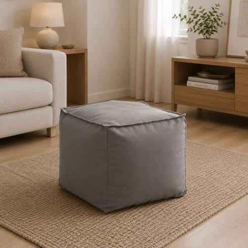 Talamo Italia - Annalaura Pouf, Multifunktionspouf, Relaxsessel aus gepolstertem Stoff, 100 % Made in Italy, 45x45h45 cm, Grau