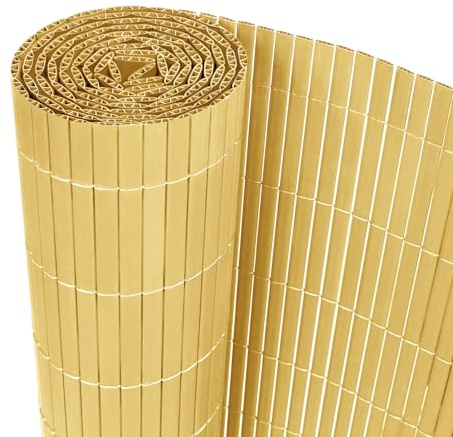 UISEBRT Sichtschutzmatte PVC Sichtschutzzaun Windschutz Sonnenschutz für Balkon, Garten und Terrasse, 90x600cm, Bambus