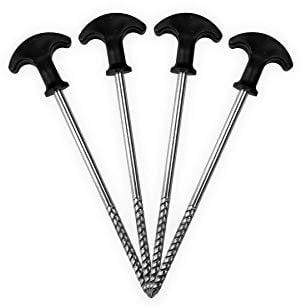 KCT 8 pc Heavy Duty Bivvy Tent Camping Screw Pegs Plastic Top 20cm Ground Sheet Stakes Fishing