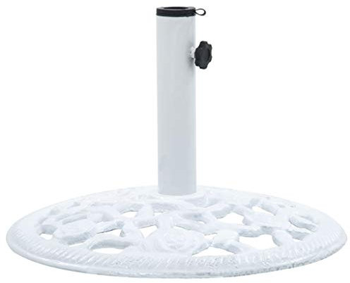 Festnight Pied de Parasol Socle de Parasol Blanc 12 kg 48 cm Fonte