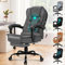 ELFORDSON Massage Office Chair for Home Office, Ergonomic Computer Desk Chairs with Footrest Armrest, PU leather Chair for Adults, Ergonomic Chairs for Heavy Duty (Grey)