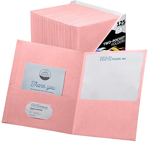 FILE-EZ EZ-32490 Ordner mit zwei Fächern, Rosa, 125 Stück, strapazierfähiges, strukturiertes Papier mit matter Oberfläche, Briefbogengröße