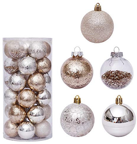 Baumkugeln 30 Stück Christbaumkugeln Weihnachtskugeln, Morbuy Kunststoff Weihnachtsbaumkugeln Plastik Bruchsicher, Weihnachtsbaumschmuck Weihnachtsdeko (Silber)