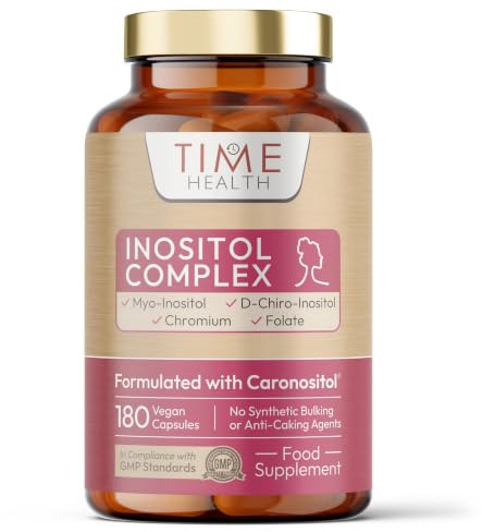Inositol Complex - Myo & D-Chiro - Quatrefolic® - 180 Capsules - UK Made | PCOS Support - Folate & Chromium - 6X More D Chiro Inositol for Enhanced Benefits - Vegan - Additive Free