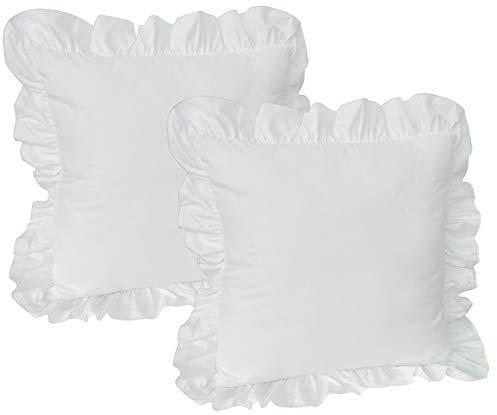 MB Warenhandel24 2er Set Kissenhülle zur Bettwäsche RÜSCHEN 2er Set Zubehör Kissenhüllen Weiss 2X ca. 40x80 cm mit Reißverschluss
