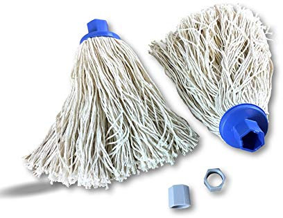 Serpillères à franges par 2 | Lot de 3x2 | Recharges pour ensemble lave-sol MERY | Modèle original | Coton résistant et tête extra large | Kibros 105710B2x3