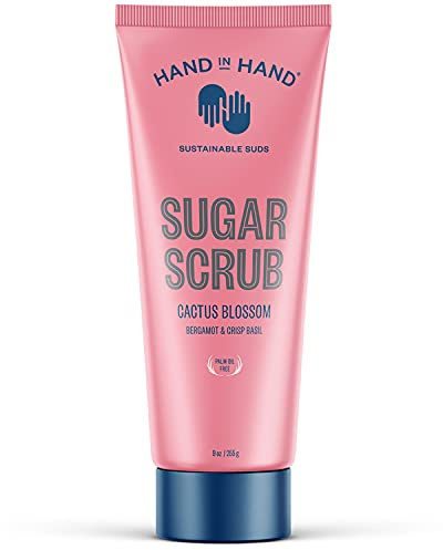Hand in Hand Sugar Scrub, Gentle Exfoliation For All Skin Types, 9 Ounce, Bergamot & Crisp Basil, Cactus Blossom Scent, Single