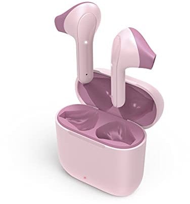 Hama Bluetooth Kopfhörer „Freedom Light“ (True Wireless In Ear Kopfhörer mit Mikrofon, Earbuds mit Ladestation, Laufzeit 28 h, kabellose Kopfhörer mit Spracherkennung und Touch Control) pink