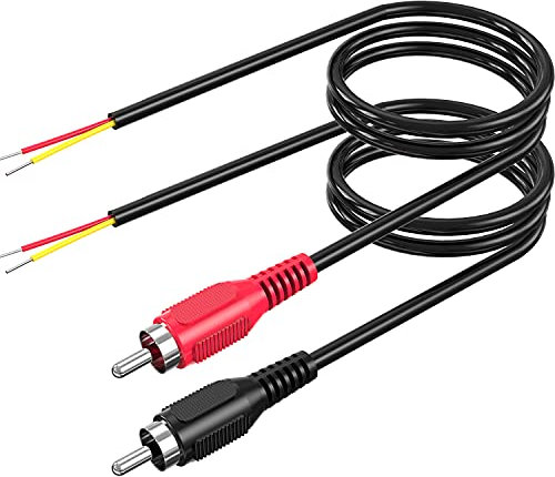 RCA to Speaker Wire Adapter, 18AWG 2 Pack 3ft RCA Male Plug to Bare Cable Open End, UIInosoo Audio Cable, Red and Black