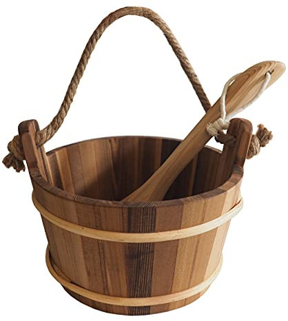 HSE Seau de sauna et louche en cèdre (4 l, cèdre rouge)