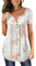 Tee Shirt Femme Coton Chic et Elegant 2025 Été Vêtements Haut Décontractés à Manches Courtes D'été Henley Top Chemise