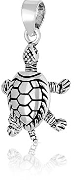 NKlaus beweglicher Kettenanhänger Schildkröte aus 925 Silber Amulett Talisman 4305