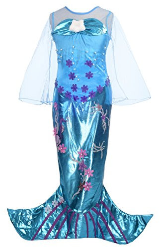 Lito Angels Deguisement Robe Sirène Princesse Ariel pour Enfant Fille, Anniversaire Fete Halloween Costume Carnaval, Taille 3 ans